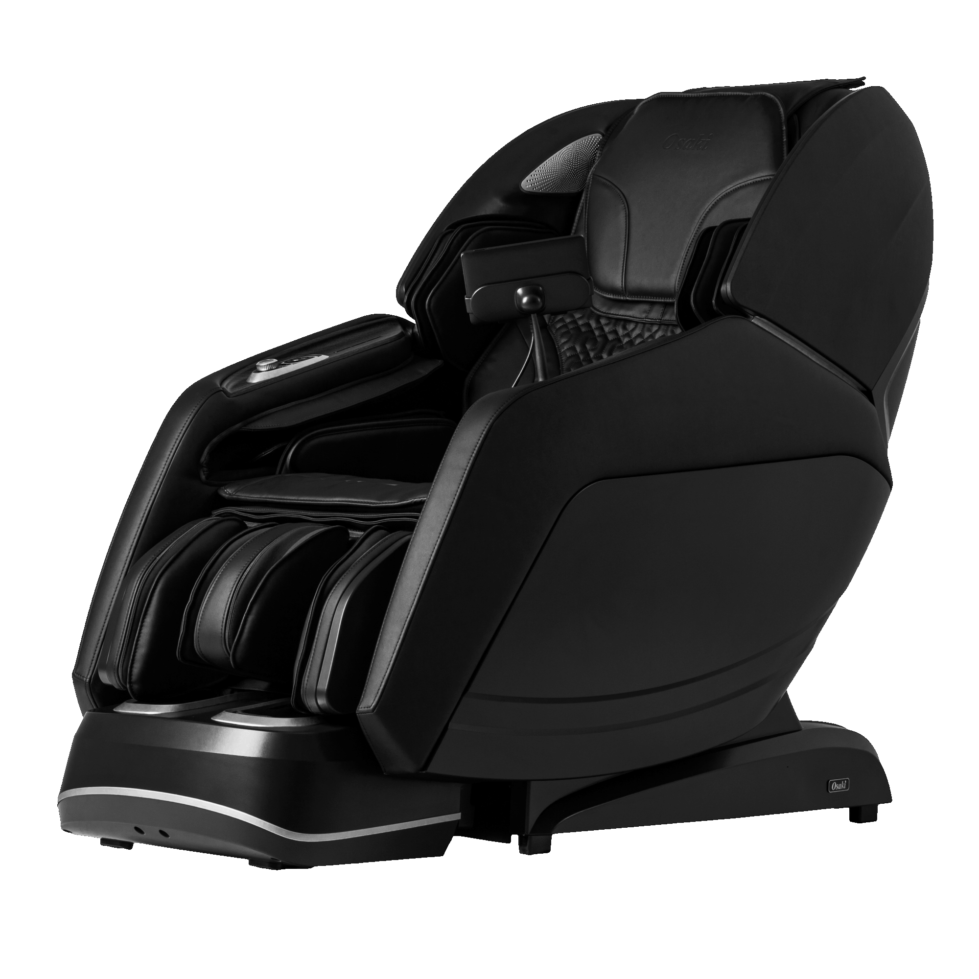 Black Osaki Manhattan Duo Mech massage chair with zero-gravity recline and dual-mechanism rollers
