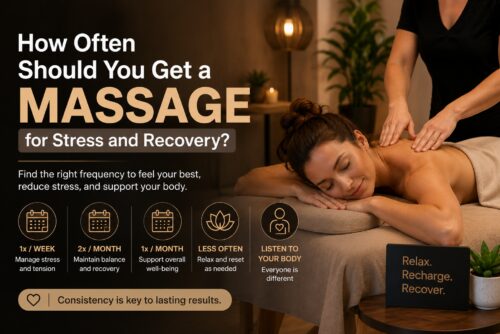 Woman receiving a relaxing massage in serene setting.