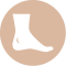 Icon representing a foot in a circular design.